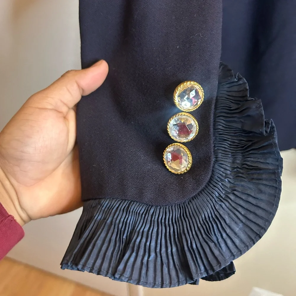 Dior Midnight Blue Women's Blazer with Ruffle Trim
